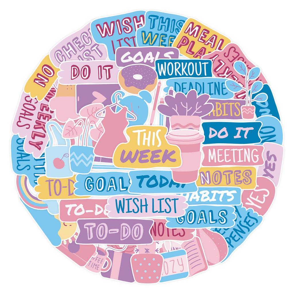 50 Plan Stickers Doodle Stickers Suitcase Car Notebook Refrigerator Water Cup Waterproof Decorative Stickers