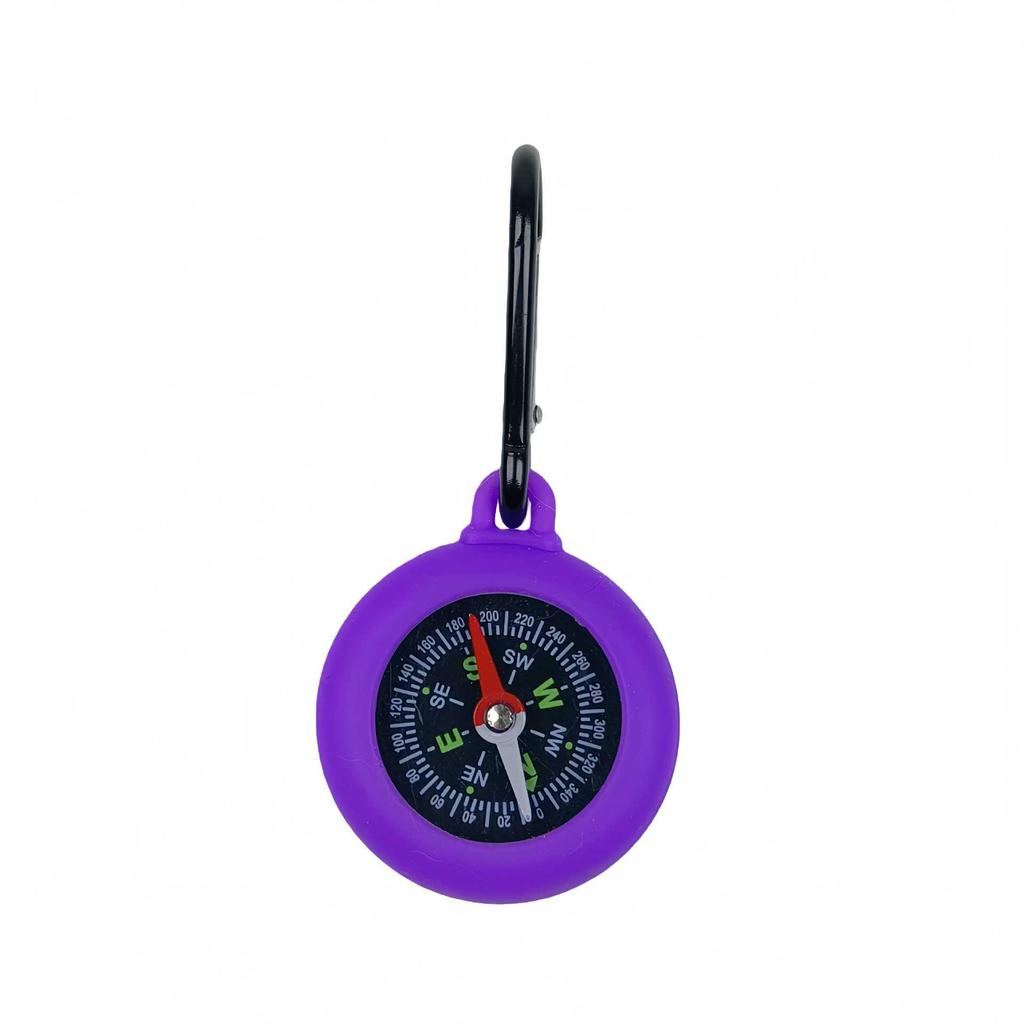 Silicone Carabiner Compass with Hanging Buckle for Outdoor Use (Customizable Logo)