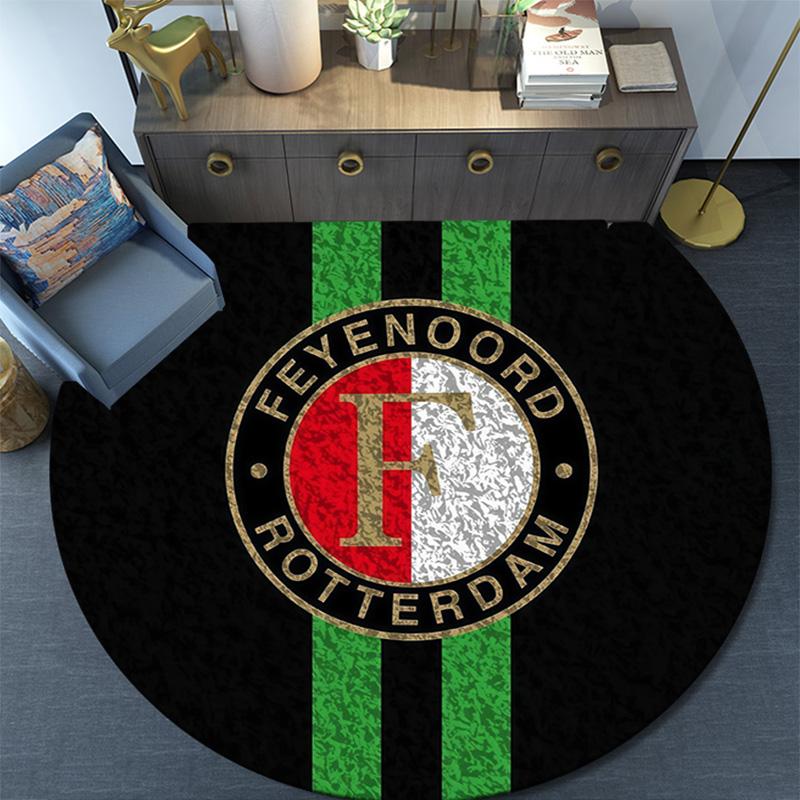 Feyenoord Rotterdam Round Area Rug,Carpet Rug for Living Room Bedroom Sofa Playroom Decor,Non-slip Floor Mat