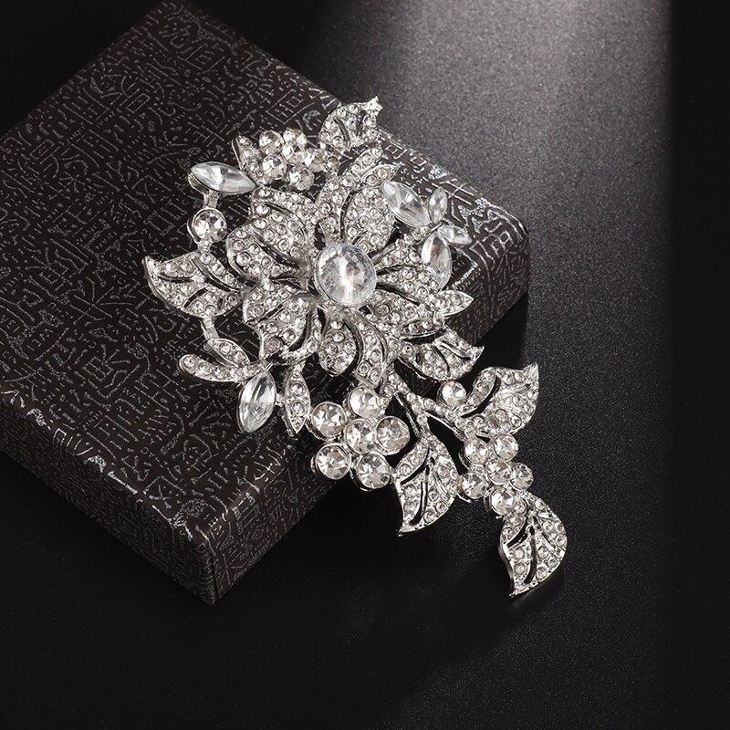 Luxurious and Exquisite Zircon-Encrusted Plant Rose Brooch for Women Elegant Party Clothing Brooch Jewelry Accessories Gift