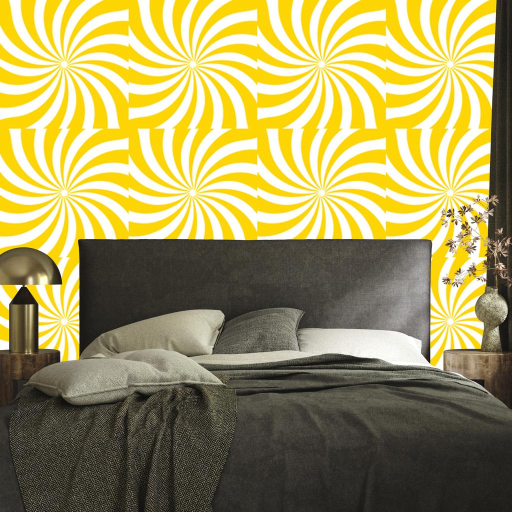 Hippie Background Wallpaper Yellow and White for Living Room and Bedroom 50x1000