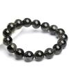 Hongchu Crystal Natural Black Hair Crystal Bead Bracelet Black Rutilated Quartz Smooth Bead Bracelet