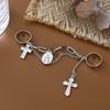 Chain Two-finger Conjoined Ring Creative Ins Cross Key Lock Open Ring Ring
