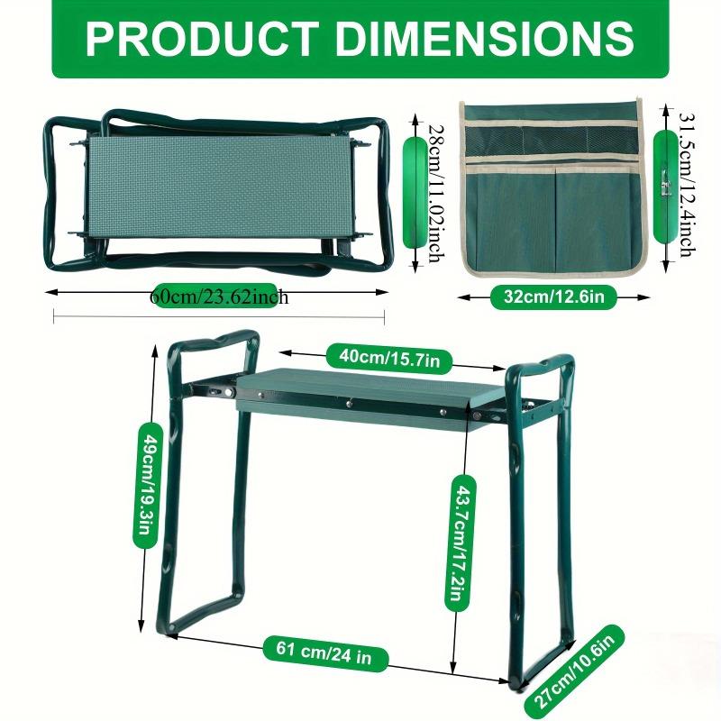 1set Garden Kneeler and Seat Foldable Gardening Bench Stool with Tool Bag Pouch EVA Foam Pad Outdoor Practical Garden Tools.