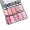 10 Rollen Nagelstempel Nagelkunst Aufkleber Karomuster Maniküre Abziehbilder Nagelkunstfolie Nageldekoration