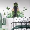 Watercolor Back View Girl with Butterfly Wall Sticker Romantic Poetic Self-Adhesive Wall Art for Bedroom Living Room Home Decor