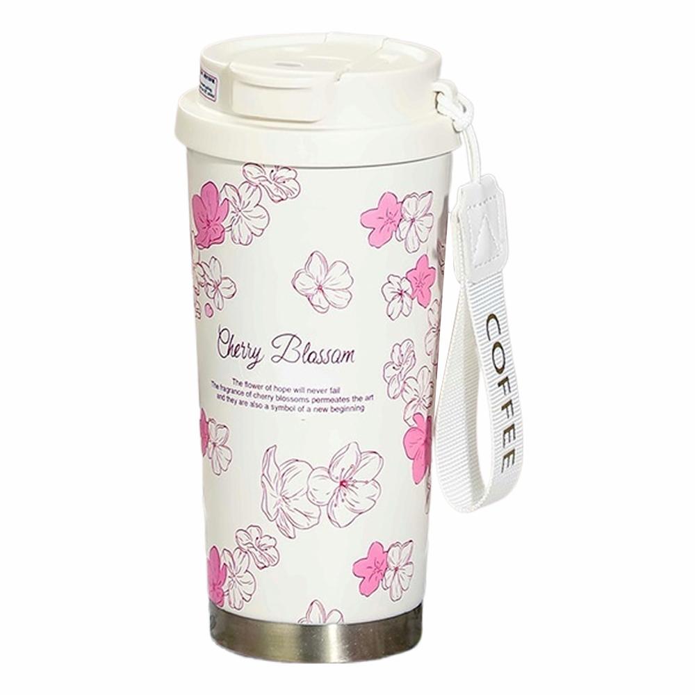 Floral Boho Coffee Tumbler 500ml, Summer Sunflower Flower Thermos Coffee Cup Travel Mug With Leakproof Lid Double Wall Vacuum