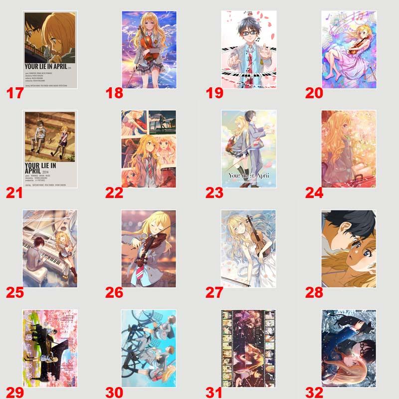 Japanische Anime Your Lie In April Poster weiß beschichtetes Papier Wandaufkleber Home Decor Wandbild Wohnzimmer Bar Dekoration Malerei