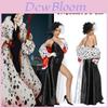 Women's Halloween 101 Dalmatians Cosplay Costume Black And White Witch Cruella De Vil Character