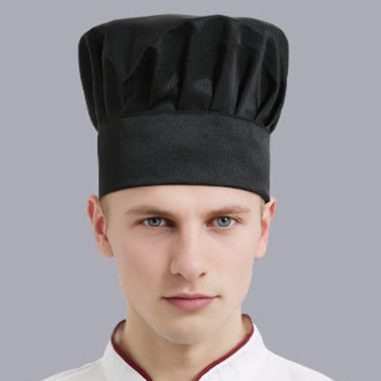 Yousheng Chef Hat Solid Color Flat Top Pleated Design Breathable Cotton Chef Hat Adjustable Fit Lightweight Cooking Cap