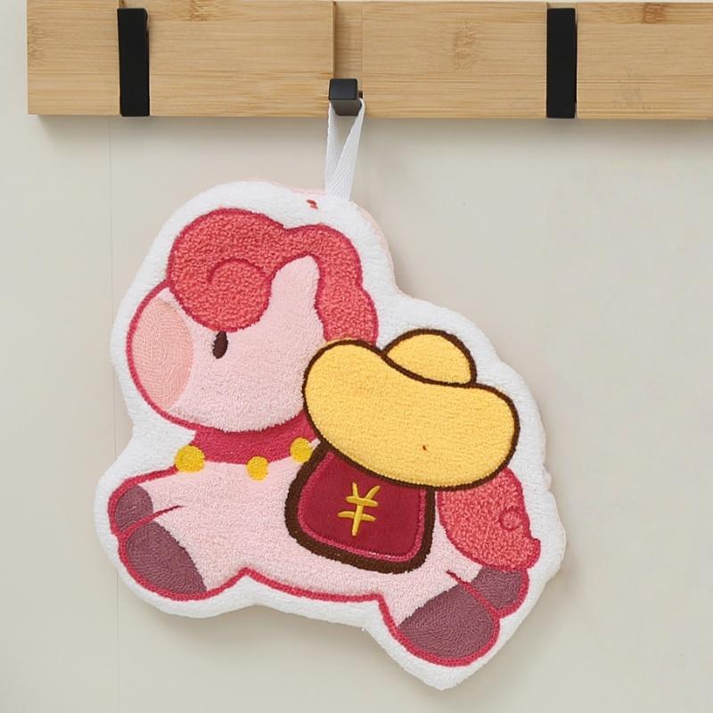 

Cartoon Pony Kitchen Towel New Year Zodiac Horse Coral Velvet Absorbent Quick Dry Hand Towel Bathroom Hanging Towel Home Decor розовый