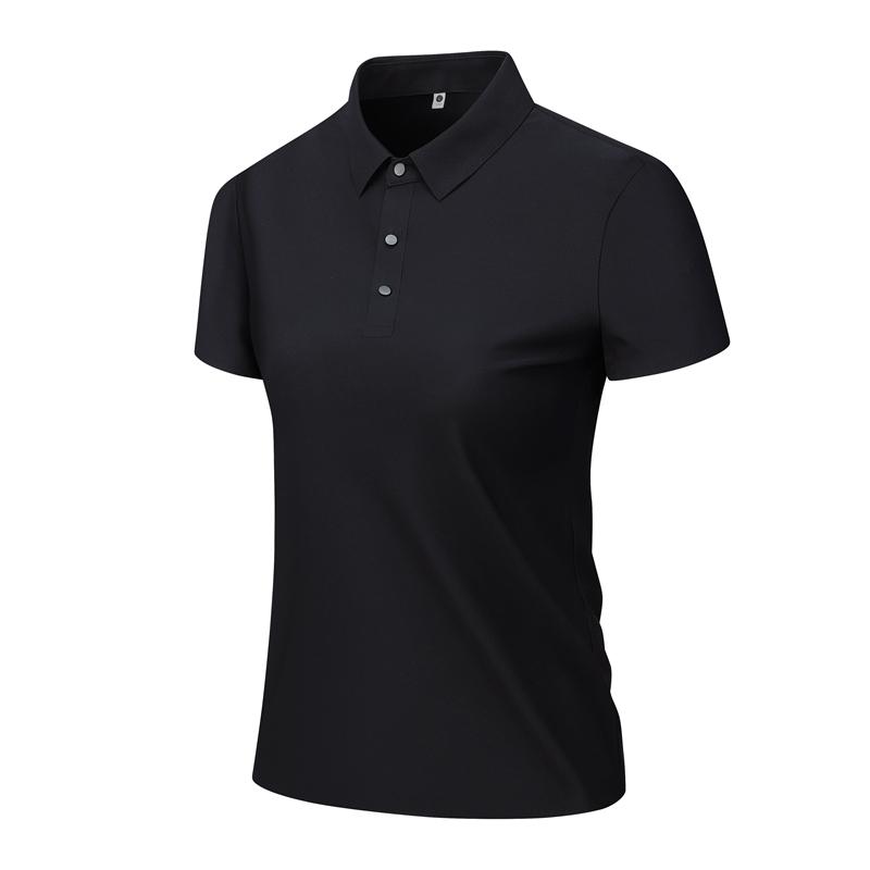 Women's Stand Up Collar, Lapel, Business Casual, Solid Color POLO Shirt, Women's Breathable Short Sleeved T-shirt