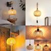 JOYINLED Japanese Boho Chandelier, E27 Bamboo Woven Wall Light for Bedroom Bathroom Living Room Vintage Rattan Plug-in Lamp 20cm