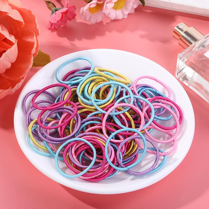 100pcs/lot 3CM Hair Accessories Girls Rubber Bands Scrunchy Elastic Hair Bands Kids Baby Headband Decorations Ties Gum for Hair