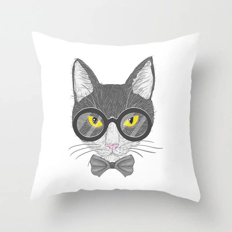 Geometric Cushion Cover Cute Dog Cat Pillowcase Sofa Living Room Home Decor Cartoon Animal