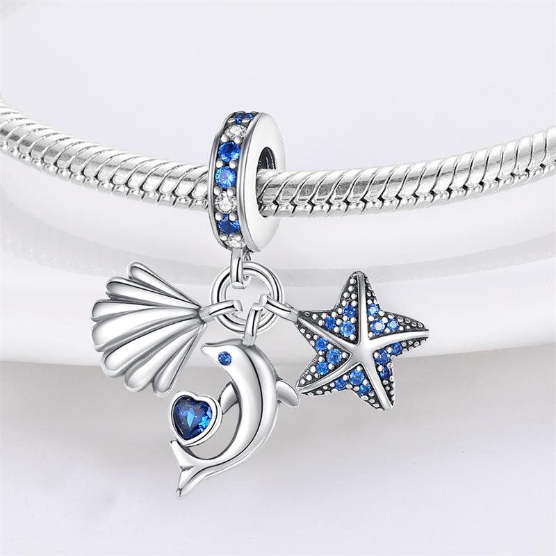 Charm Bead Charms Authentic copper Plated Sea Dolphin Star Shape Pendant Bead Charms Compatible With Bracelets Diy Fine Gift Women Delicate Jewellery