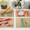 45X30cm Letter Pattern Kitchen Placemat Dining Table Mats Tea Coaster Cotton Linen Pads Bowl Cup Mats for Home Decor Gifts