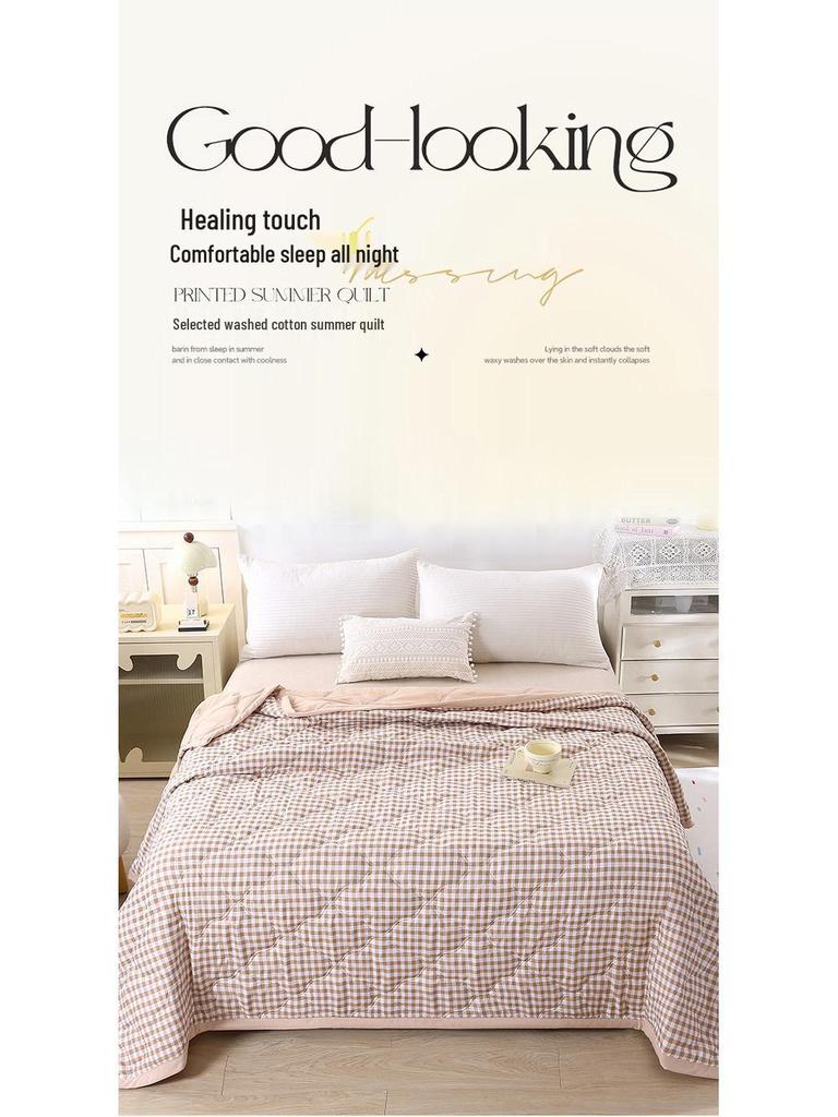 Comfortable Breathable Cotton Summer Quilt - Washable AC Quilt with Gift Box Packaging