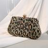Vintage Women's Bags Leopard Pattern Embroidered Sequins Frame Evening Clutch Bags