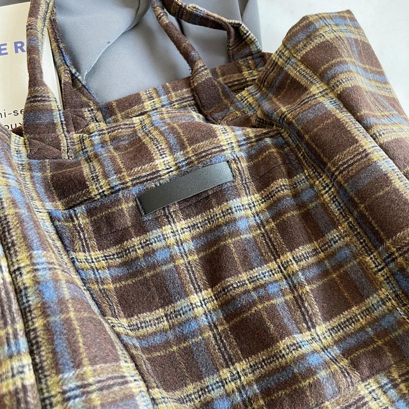 Woolen Plaid Big Bag Women's Portable Tote Bag Commuter Shoulder Bag
