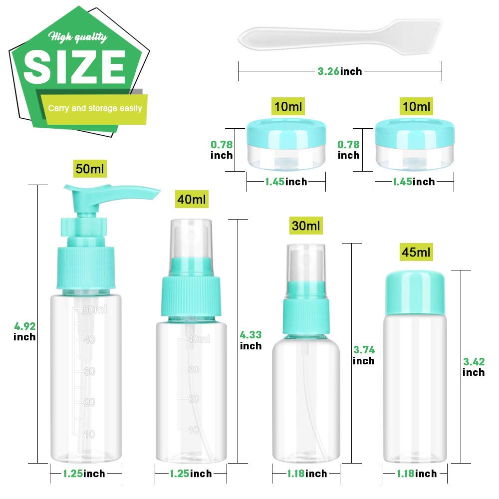 KIRA Travel Bottles Kit, Portable Refillable Toiletry Containers Set, Leak Proof Cosmetic Containers for Lotion, Shampoo, Cream, Soap, Total (4 Bot