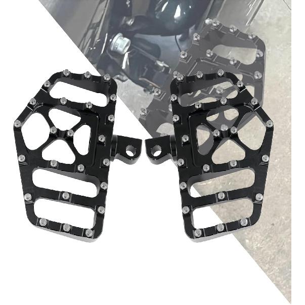 HDBUBALUS CNC Wide Footpegs Floorboards Offroad Foot Pegs Fit for Harley Dyna Fatboy Street Bob Wide Glide Sportster Bobber Chopper Black 1 Pair