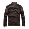 Men's Retro Motorcycle Leather Jacket Stand Collar Slim Fashion Plush Leather Jacket
