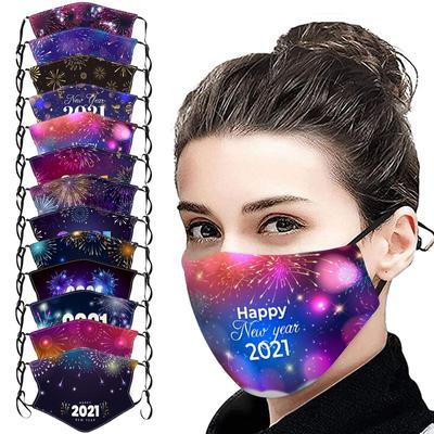 2021 Happy New Year Mask Adjustable Mask Washable Washable Adult Cloth Mask