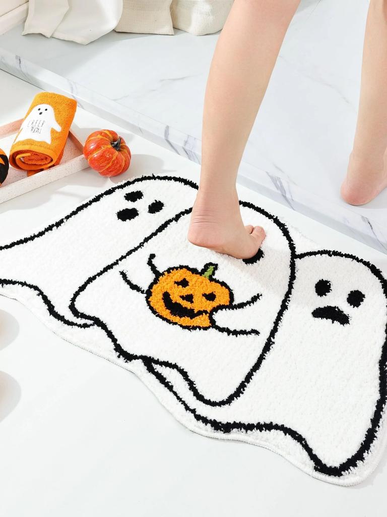 40*60cmHalloween Imitation Cashmere Shaped Floor Mat, Dirt Resistant Door Mat for Entry, Thick Skin Friendly Carpet for Bedroom
