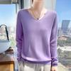 Women's Seamless Wool V-Neck Base Layer Sweater: Long Sleeve, Loose Fit, Slimming, Knitted Inner Wear