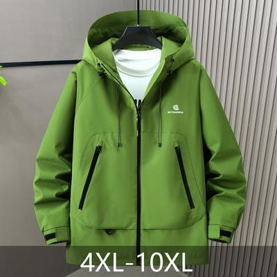 Herren Plus Size Kapuzen-Windbreaker Jacke, Wasserdichter Outdoor-Mantel 4XL‑10XL