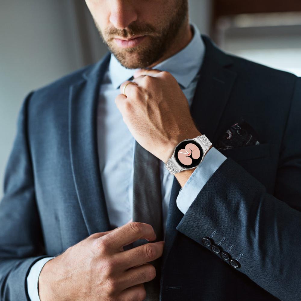 

Milanese Band For Samsung Galaxy Watch4 40mm 42mm/Watch4 Active 40mm 42mm/Watch4 Classic 42mm 46mm Silver Stainless Steel Mesh Watch Strap As shown A