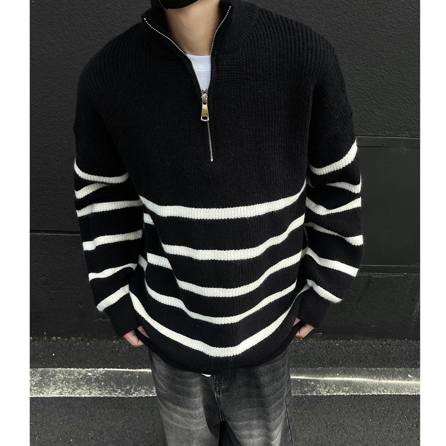 Мужской ретро кардиган-свитер на молнии в японском стиле, мягкая вязка 2XL (145-155 lbs)