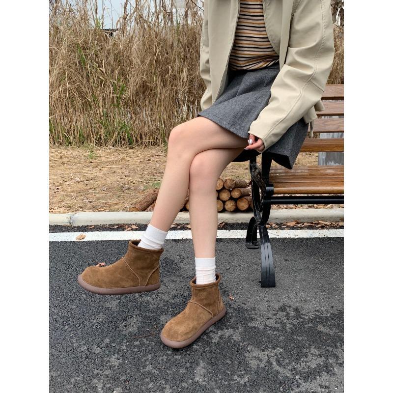 Women's Korean-Style Fashion Soft-Sole Winter Warm Fleece-Lined Snow Boots with Fleece Lining, Slip-Resistant Casual Sports Snow Boots