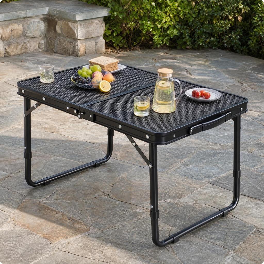 Portable Picnic Table with Mesh Top Easy Setup Folding Outdoor Lightweight