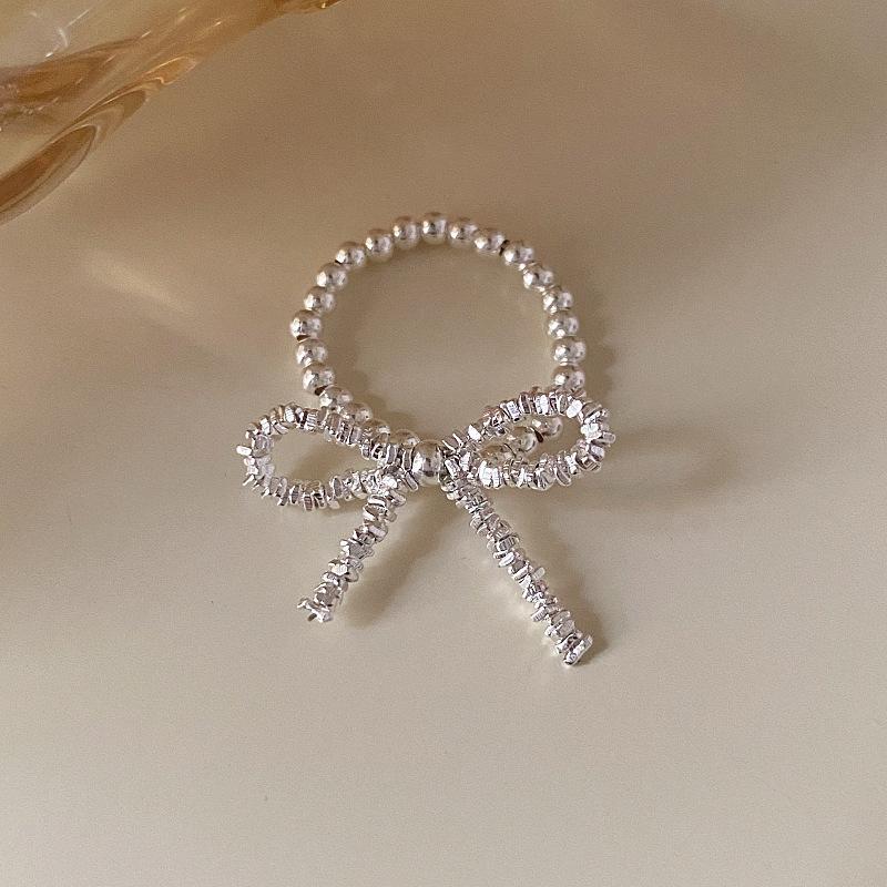 Geometric Silver Bow Knot Ring: Stylish, Versatile, and Fashionable Finger Ring for Women