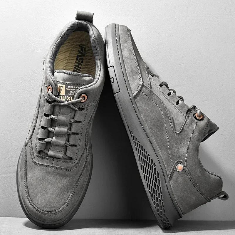 2025Męskie buty ze skóry naturalnej sznurowane Trend Wygodne buty męskie outdoor Moda brytyjska Męskie sneakersy typu high top Mokasyny męskie