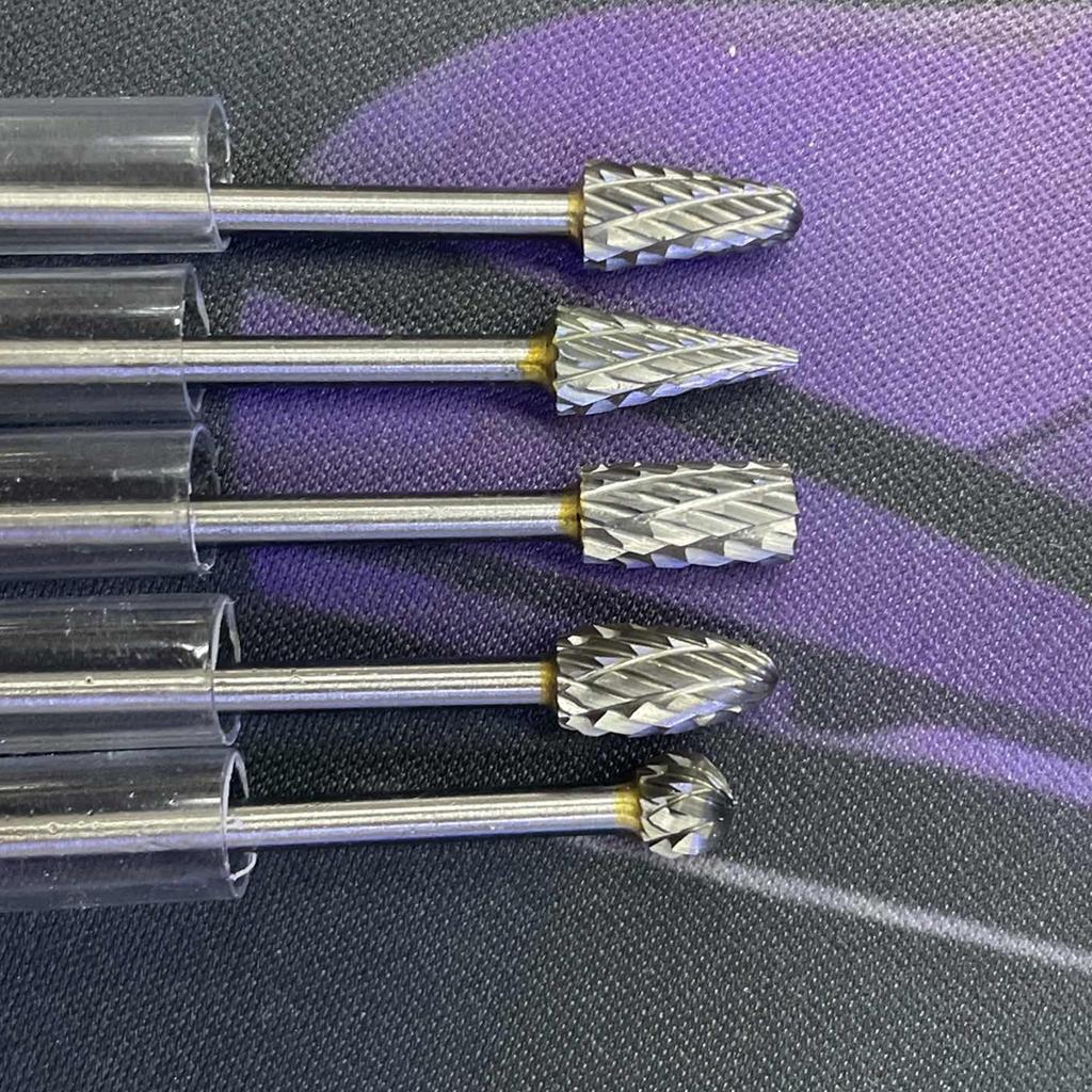 5pcs 100mm Long Rotary Burrs Set 3x6mm Solid Carbide Single Cut Tool Bits