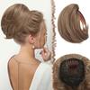 Damen 6-Zoll Kordelzug-Stil kurz innerer Knopf Pferdeschwanz leicht gelockt flauschige Perücke