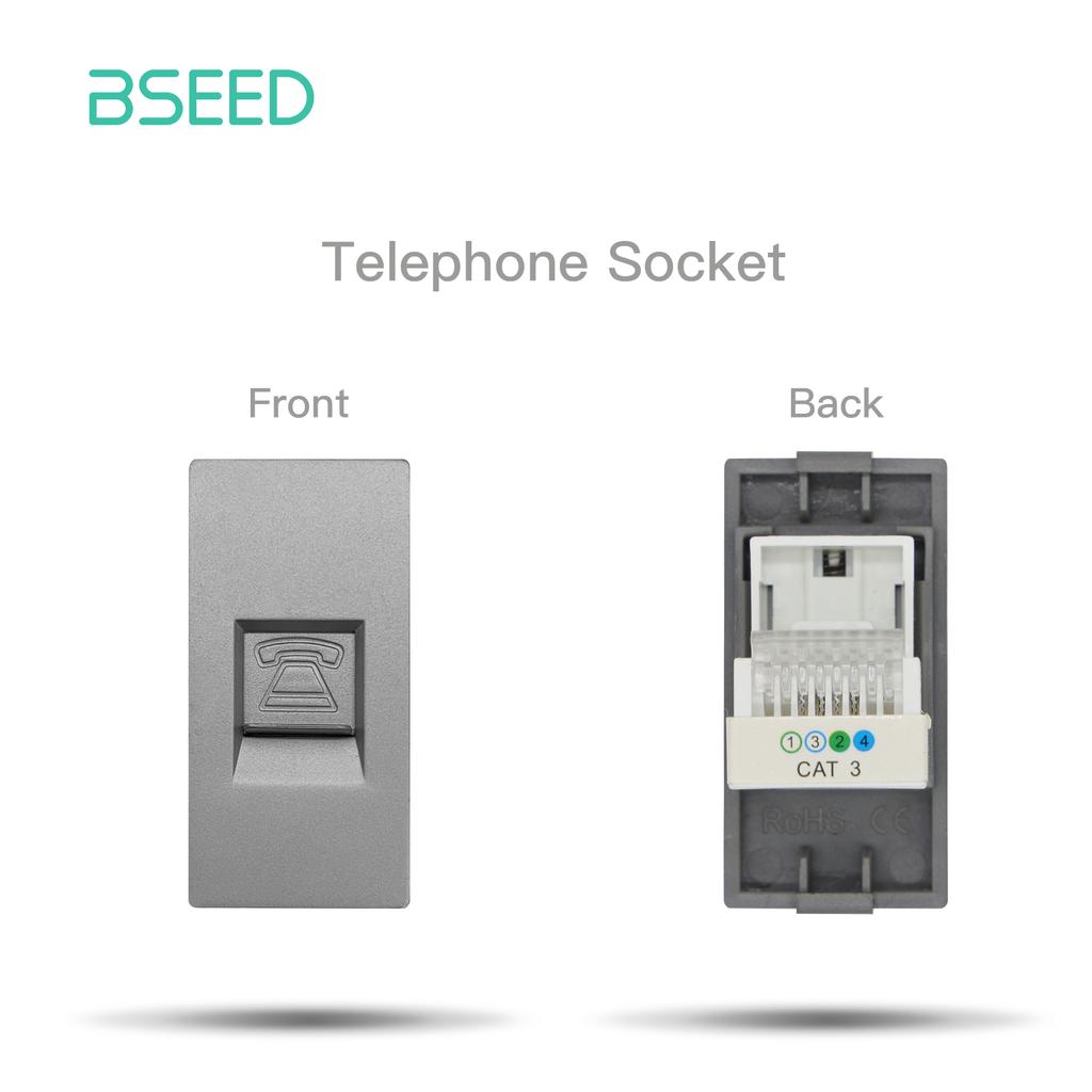 BSEED EU Standard Glass Frames TV ST CAT5/6 RJ45 HDMI USB Wall Socket Parts 1/2/3Gang Light Button Switches Free Combination