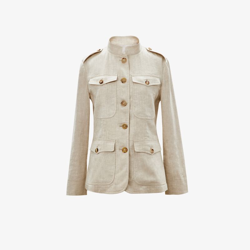 

Blacknini Инь Хуафу/ Новичок с деньгами Бельгийский импортный люксовый бренд L & P Yunran Льняная куртка сафари Верхняя одежда Raw hemp color XS