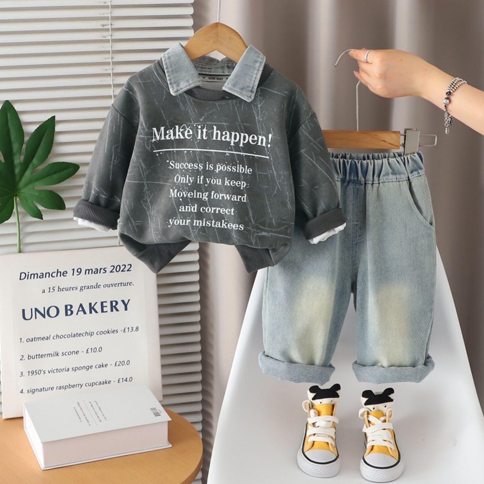 

Детский повседневный комплект с длинным рукавом, удобные наряды для повседневной носки 120