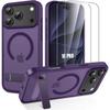 Case + 2 Tempered Glasses for iPhone 18 Pro, Hybrid with Magnetic Ring and Stand Night Purple