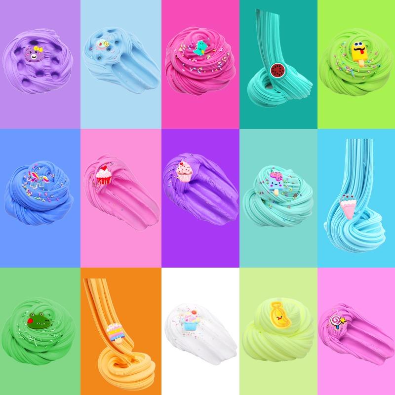 1PC Rainbow Clay Slime DIY Butter Slimes Fruit Set Toys Education Antistress Accessories Soft Charms Party Toy for Kids Gifts