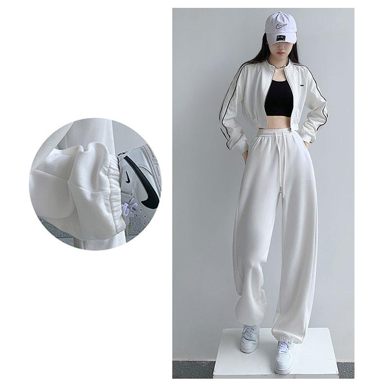 Women's Casual Loose Versatile Sports Pantalones Elastic Waist Drawstring Sweatpants Drapey Feel Straight Leg Pants