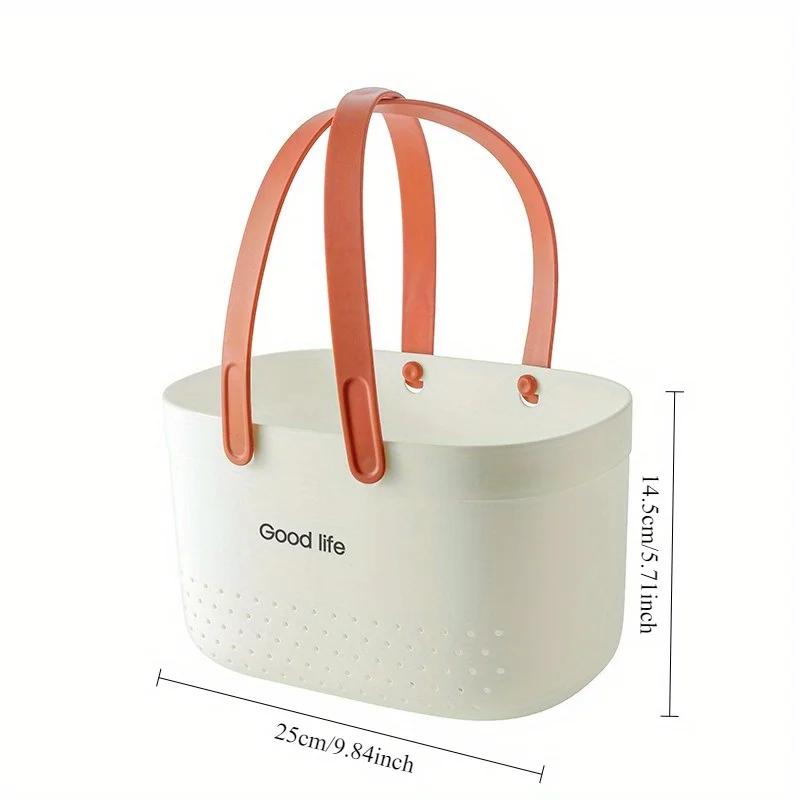 Solid Color Handheld Shower Basket, Can Store Towels, Shower Gel,Facial Cleanser and Other Bathroom Products At The Same Time