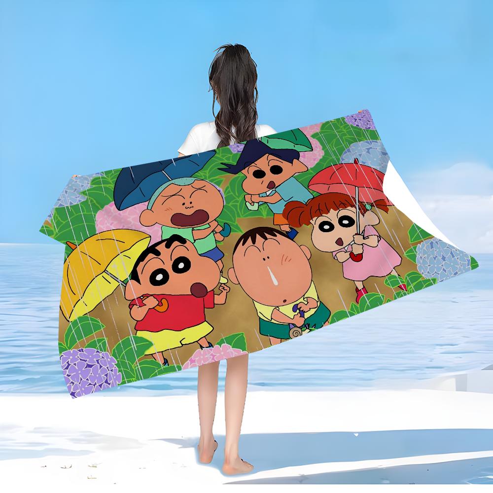 Bandai Crayon Shin-chan Microfiber Printed Beach Towel Mountain Climbing Yoga Beach Swimming Running Absorbent Soft Towel
