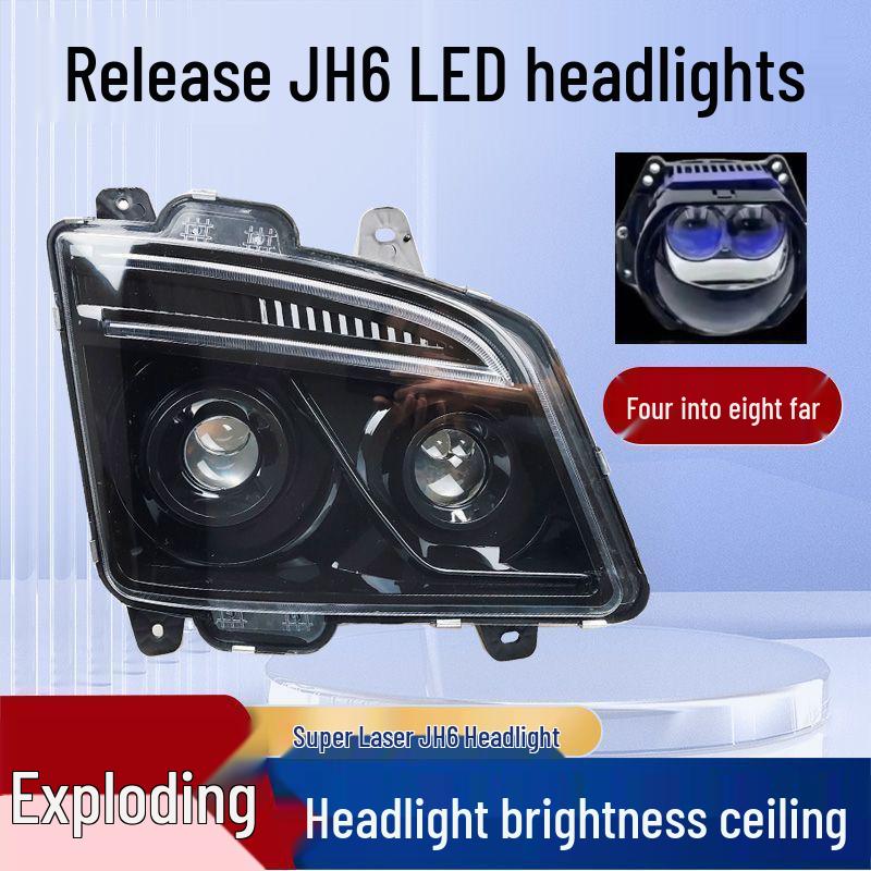 Compatible with Qingdao Jiefang JH6: Original Dual-Lens Full LED Headlight Assembly Square socket 12-pin - laser lens right