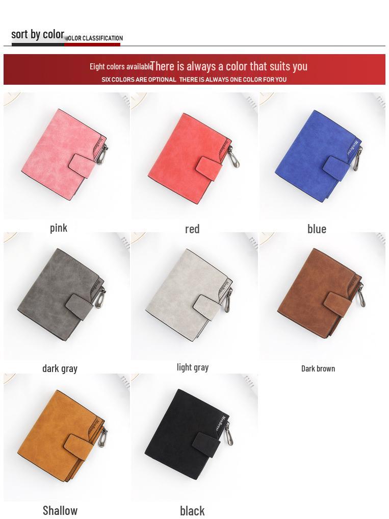 New Women's Large-Capacity Frosted Leather Wallet with Zipper, Buckle, and Multi-Card Slots