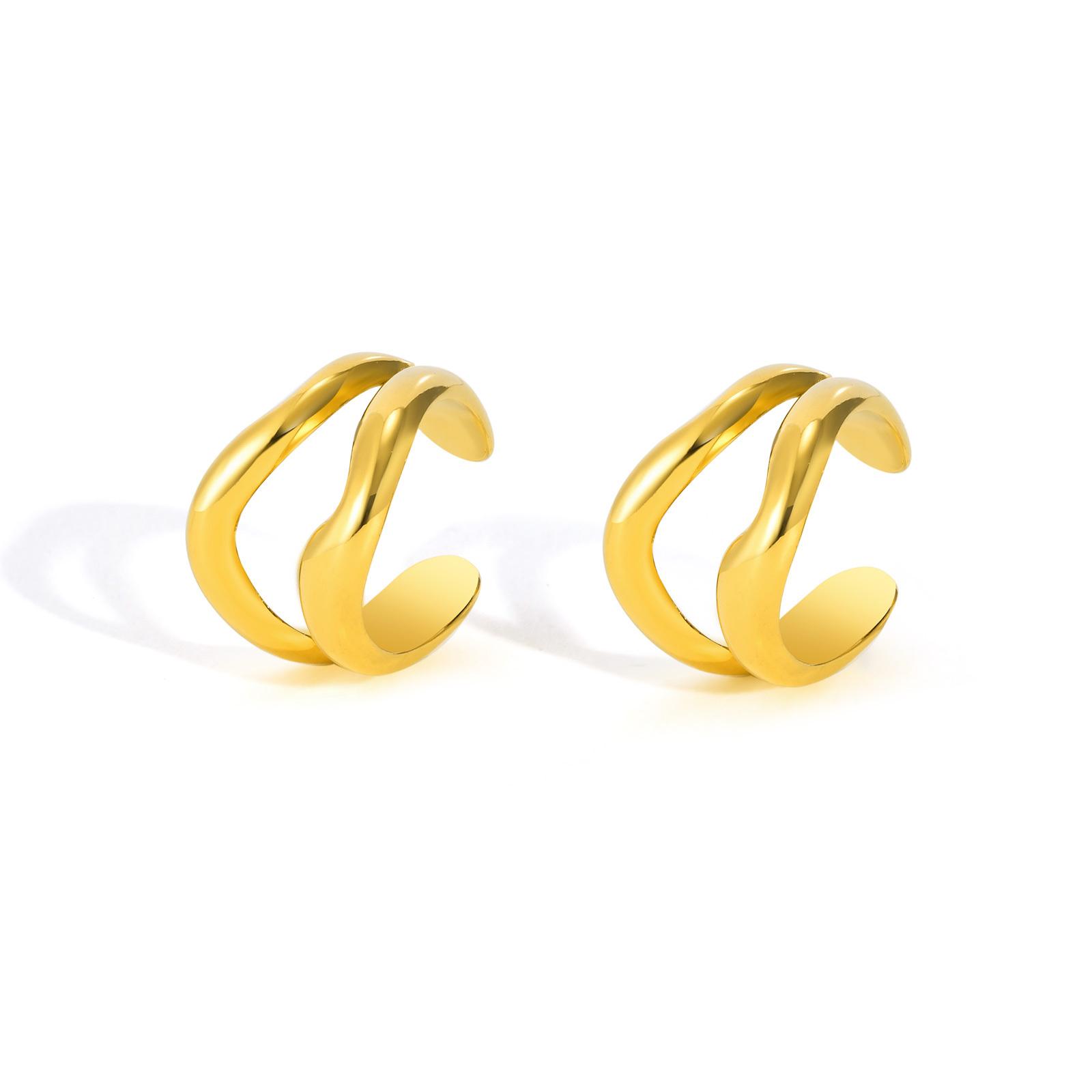 

Vnox Minimalist 18K Gold Plated Cuff Earrings Stainless Steel Hollow Geometric Earring For Women Trendy Jewelry 2026 New